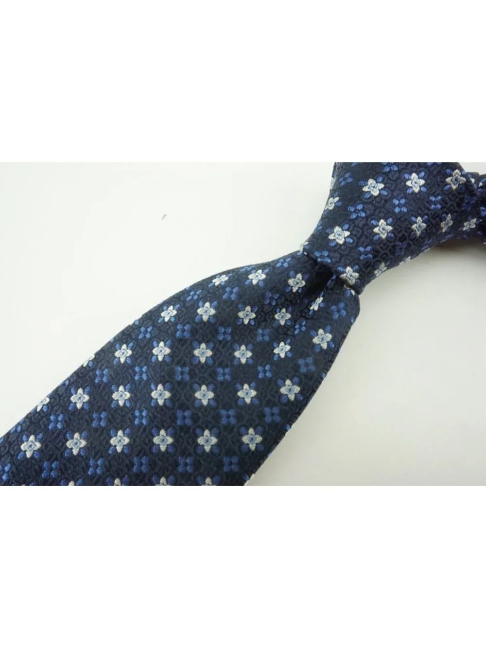 Canali Indigo Cobalt Ivory Woven Ditsy Micro Floral Silk Tie Brand New With Tags